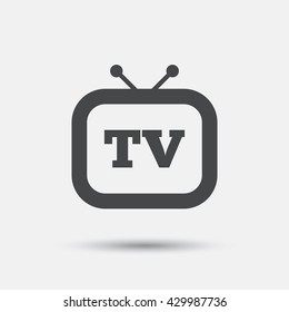 Retro TV sign icon. Television set symbol. Flat retro TV web icon on white background. Vector