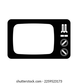 Retro TV Silhouette. Black and White Icon Design Element on Isolated White Background