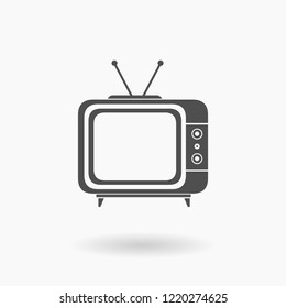 Retro TV Television UI Vector Icon Illustration silhouette.