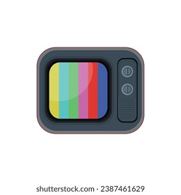 Retro TV with test image colorful icon isolated on white. Vector illustration.