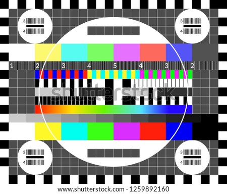 Retro tv test screen. Old calibration chip chart pattern.