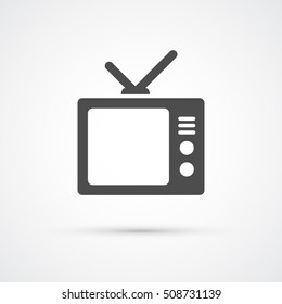 Retro tv trendy black icon. Vector illustration