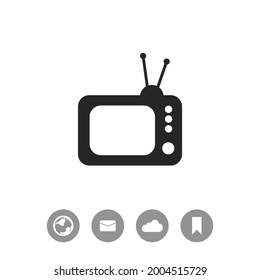Icono negro de vector de TV retro