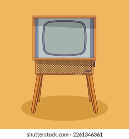 Retro TV Vektorsymbol Illustration mit Outline für Design-Element, Clipkunst, Web, Landing Page, Sticker, Banner. Flachbildkartonstil