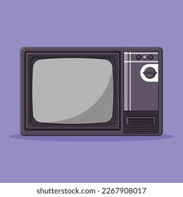 Retro TV Vector Icon Illustration with Outline for Design Element, Clip Art, Web, Landing page, Sticker, Banner. Flat Cartoon Style