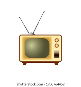 Retro-TV-Vektorsymbol auf weißem Hintergrund 