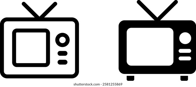 Retro TV Vector Icon Set – Classic Television and Vintage Media Icons