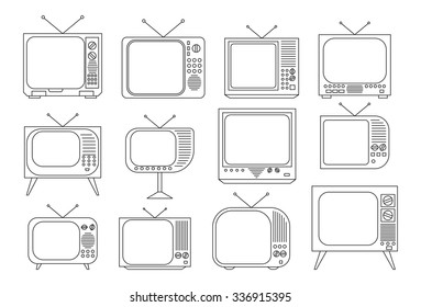 Retro Tv Vector Icons Set Stock Vector (Royalty Free) 336915395 ...