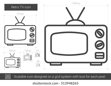 Retro TV vector line icon isolated on white background. Retro TV line icon for infographic, website or app. Scalable icon designed on a grid system.