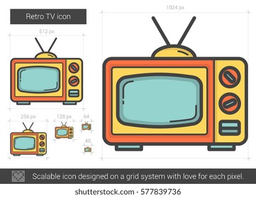 Retro TV vector line icon isolated on white background. Retro TV line icon for infographic, website or app. Scalable icon designed on a grid system.