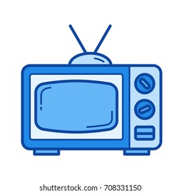 Retro TV vector line icon isolated on white background. Retro TV line icon for infographic, website or app. Blue icon designed on a grid system.