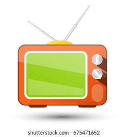Retro TV. Vector Television Icon Isolated on White Background.