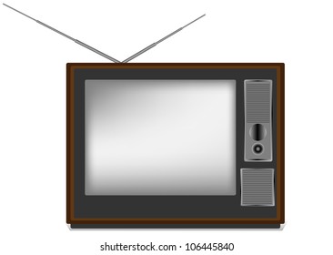 Retro TV in the wooden case, vector