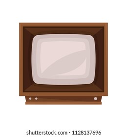 Retro TV in the wooden case vector Illustration on a white background