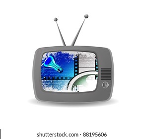 Retro TV in the wooden case, vector