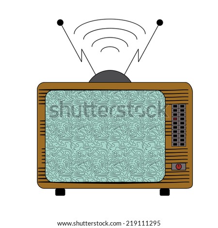 Retro TV in the wooden case, vector, vintage illustration