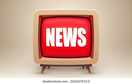 Retro TV with word News. Realistic style. Vector illustration