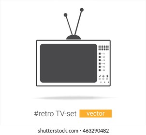 Retro TV-set with with aerials, vector icon for design purposes