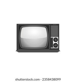 Vista frontal retro con pantalla en blanco aislada en fondo blanco. Receptor de TV de época. Ilustración vectorial.