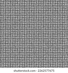 Retro tweed fabric texture. Textile material made of wool, cotton or something else, woven in black and white. Abstract vector.