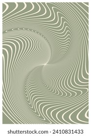 Retro twisted and distorted vector groovy hippie background. Waves, swirl, stripe, ray and twirl pattern. Vintage background in trendy retro psychedelic style. Vector illustration