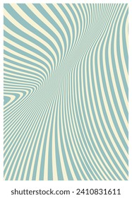 Retro twisted and distorted vector groovy hippie background. Waves, swirl, stripe, ray and twirl pattern. Vintage background in trendy retro psychedelic style. Vector illustration