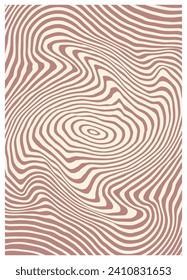 Retro twisted and distorted vector groovy hippie background. Waves, swirl, stripe, ray and twirl pattern. Vintage background in trendy retro psychedelic style. Vector illustration