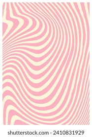 Retro twisted and distorted vector groovy hippie background. Waves, swirl, stripe, ray and twirl pattern. Vintage background in trendy retro psychedelic style. Vector illustration