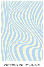 Retro twisted and distorted vector groovy hippie background. Waves, swirl, stripe, ray and twirl pattern. Vintage background in trendy retro psychedelic style. Vector illustration