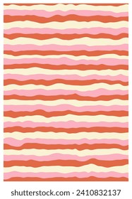 Retro twisted and distorted vector groovy hippie background. Waves, swirl, stripe, ray and twirl pattern. Vintage background in trendy retro psychedelic style. Vector illustration
