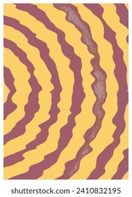 Retro twisted and distorted vector groovy hippie background. Waves, swirl, stripe, ray and twirl pattern. Vintage background in trendy retro psychedelic style. Vector illustration