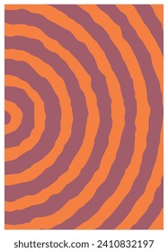Retro twisted and distorted vector groovy hippie background. Waves, swirl, stripe, ray and twirl pattern. Vintage background in trendy retro psychedelic style. Vector illustration
