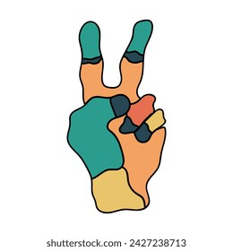 Retro two fingers. Hand Drawn retro style