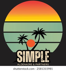 Retro type design with typography t shirt design sunset color
