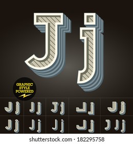 Retro type font collection. Vector illustration of vintage letter j
