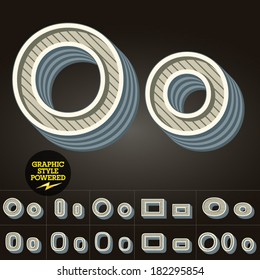 Retro type font collection. Vector illustration of vintage letter o