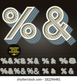 Retro type font collection. Vector illustration of vintage Symbols  3
