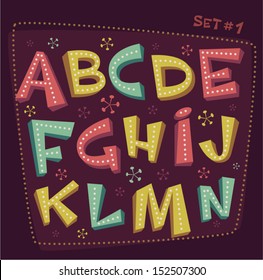 Retro Type Font. Fifties Style Alphabet. Vector Illustration.