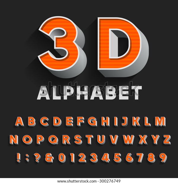 影とレトロなタイプフォント アルファベット 3d効果のビンテージ文字 数字 句読点 見出し ポスターなどのストックベクター画像 のベクター画像素材 ロイヤリティフリー