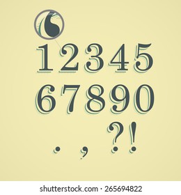 Retro type font with shadow consisting of lines.