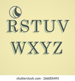 Retro type font with shadow consisting of lines.