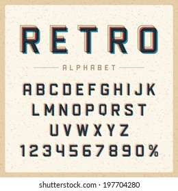 Retro type font vintage typography. Vector design elements.