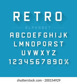 Retro Type Font Vintage Typography And Long Shadow Effect. Vector Design Elements. 