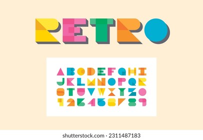 Retro typeface alphabet typeface and number letter a-z in capital