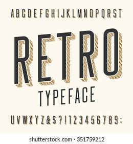 Retro Typeface. Letters, Numbers And Symbols. Vintage Alphabet Vector Font For Labels, Titles, Posters Etc.