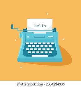 Máquinas retro de escribir en estilo plano