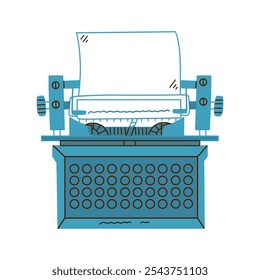 Retro typewriter. Antique on an isolated white background. Vector illustration.