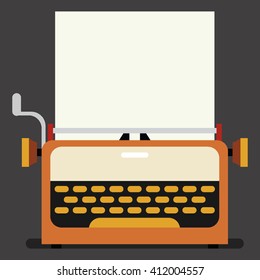 Retro typewriter with empty sheet of paper.
Vector flat design illustration of copywriting featuring 