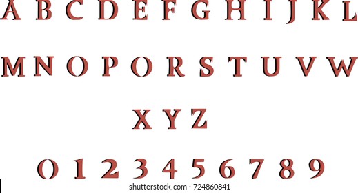 Retro typewriter font - vector - Red vintage font 