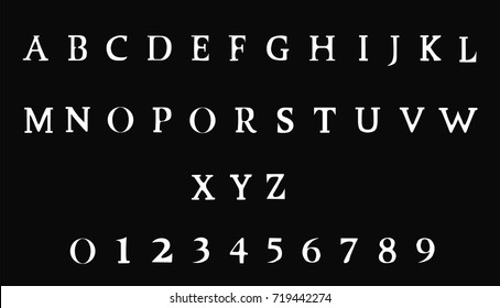 Retro typewriter font - vector - White vintage font